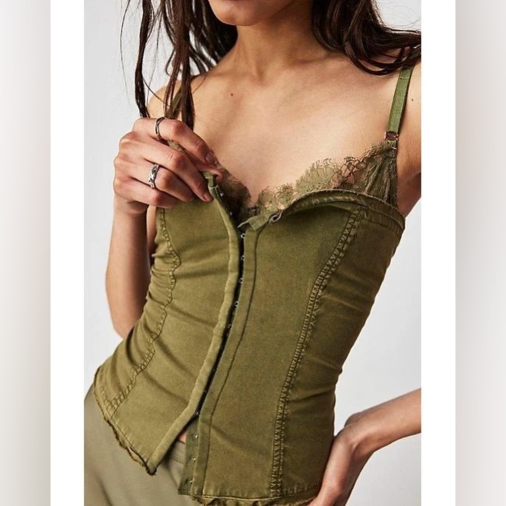 Free People Olive Green corset tube top